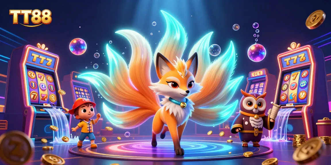 Watch TT88's nine-tailed fox spirit celebrate with engaging slot game action and vibrant casino elements.