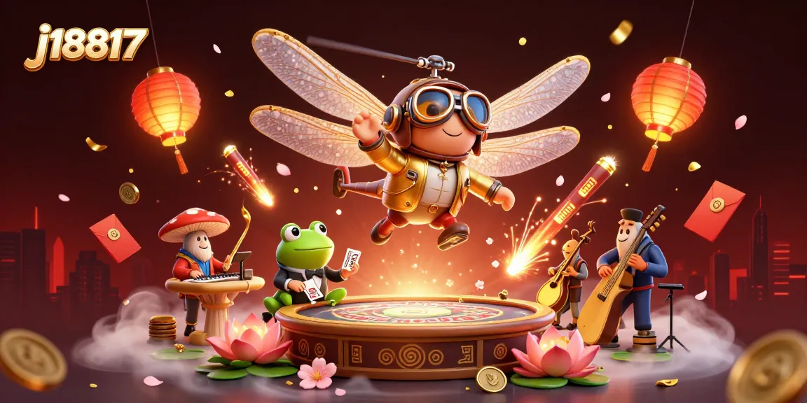 Experience the thrill of j18817 with a vibrant casino illustration featuring unique characters and rich details.