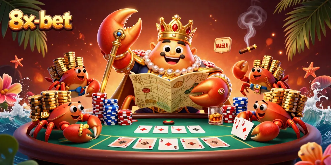 Engage in thrilling poker gameplay with 8x-bet's vibrant casino atmosphere and dynamic characters.