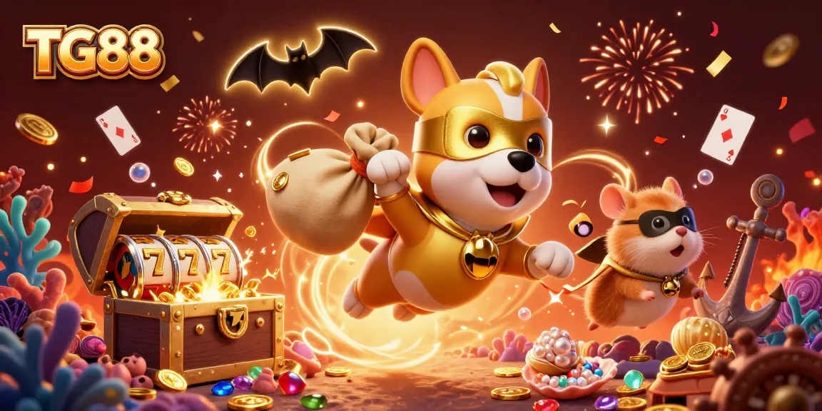 Experience exciting gaming adventures with TG88 featuring captivating characters and vibrant casino elements.