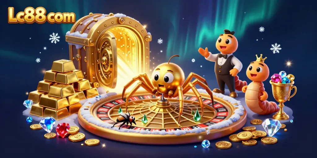 Experience excitement at Lc88 com with a dynamic roulette scene featuring thrilling gambling elements.