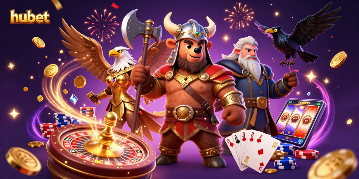 Spin to win with hubet in this lively casino scene featuring colorful game elements and characters