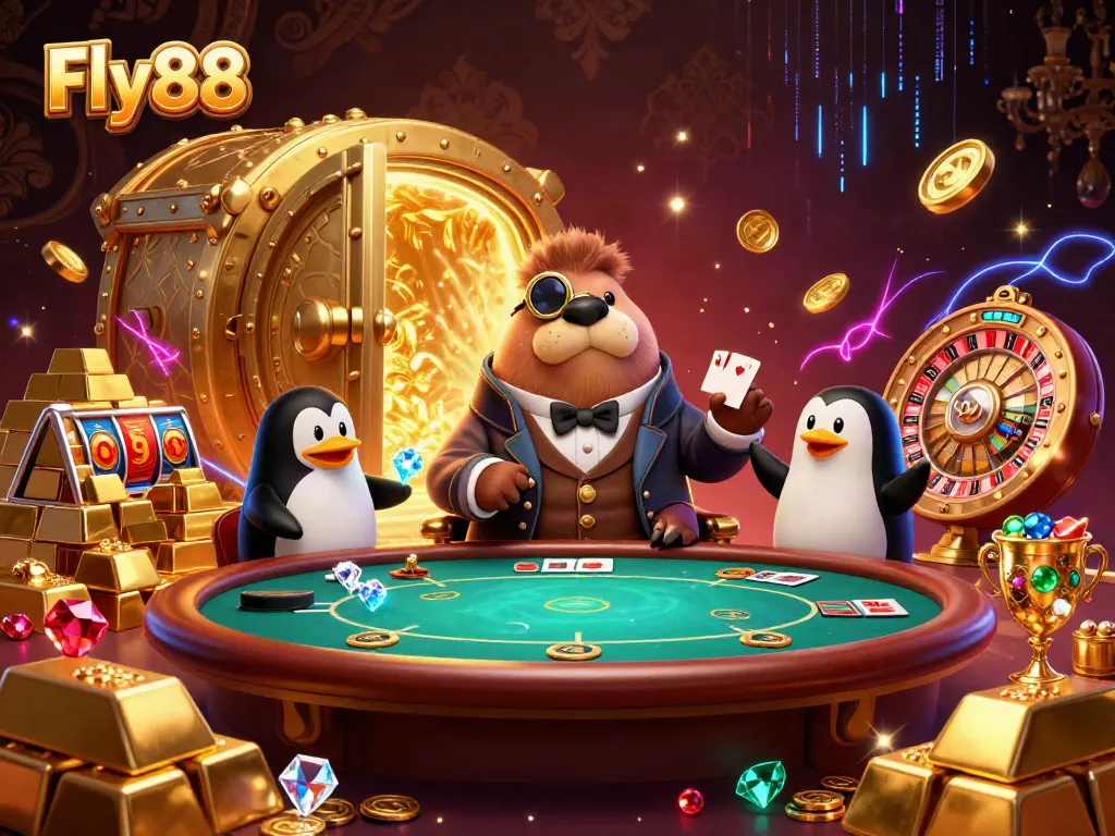 Engage in thrilling gameplay at Fly88 with a whimsical underwater poker scene featuring unique sea creatures.
