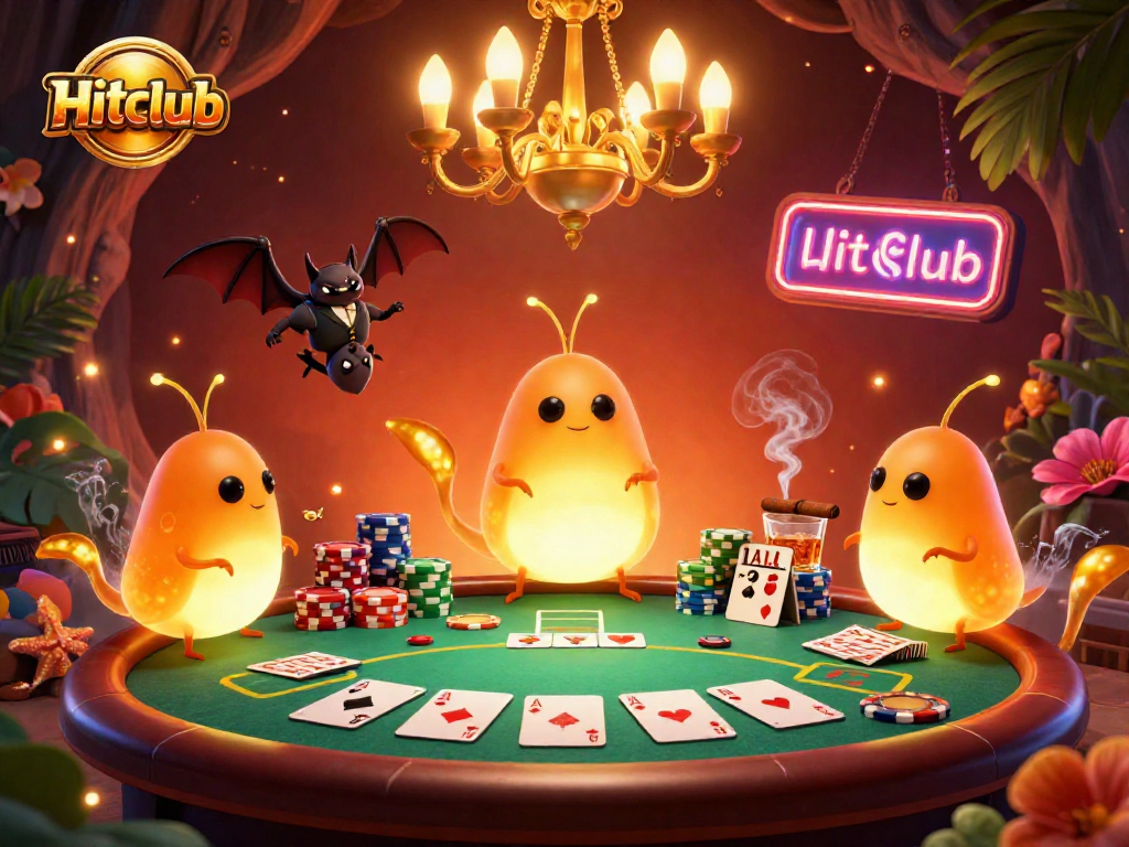 Illuminate your game experience with Hitclub's enchanting casino scene, featuring bioluminescent glowworms.