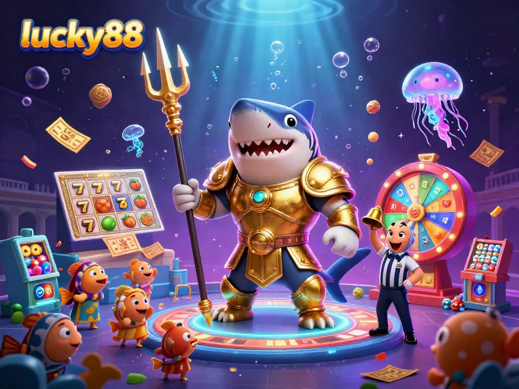 Experience thrilling wins at lucky88 with a dynamic underwater casino scene featuring animated characters and vibrant gaming elements.