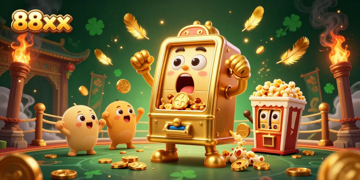 Experience thrilling jackpots and vibrant festivities at 88xx casino with energetic slot machines and golden coins.