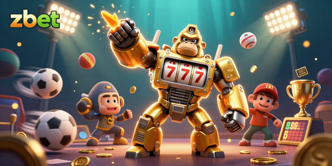 ZBET transforms online betting with a dynamic casino-themed scene featuring vibrant characters and golden elements.