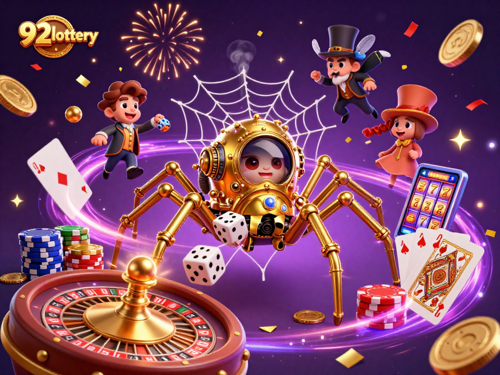 Engage with 92lottery's thrilling casino experience through this dynamic steampunk-themed illustration.