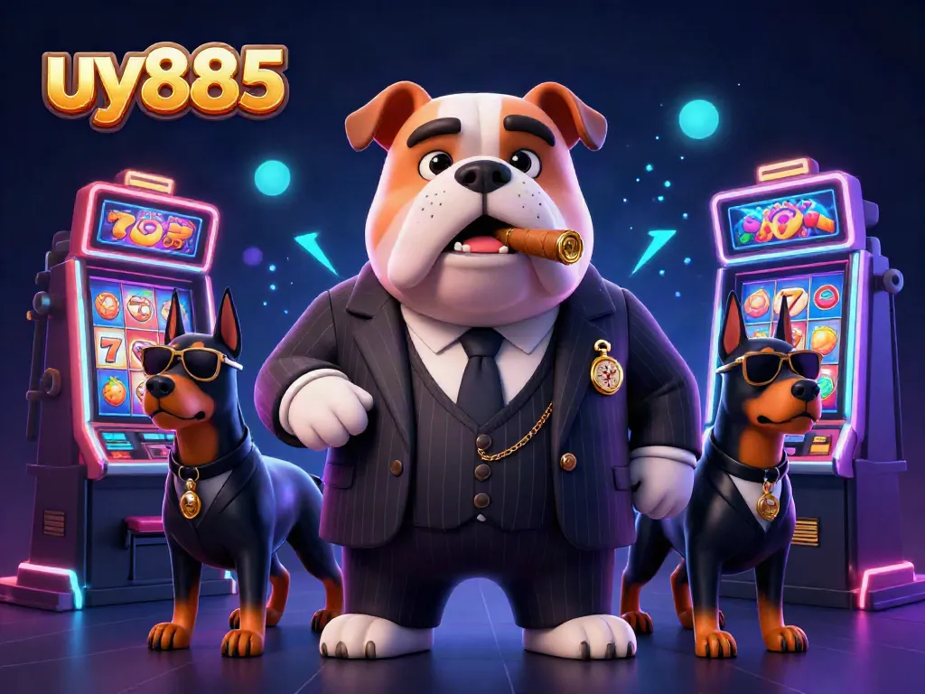 Engage with thrilling features at uy885, showcasing vibrant slot machines and dynamic cartoon characters.