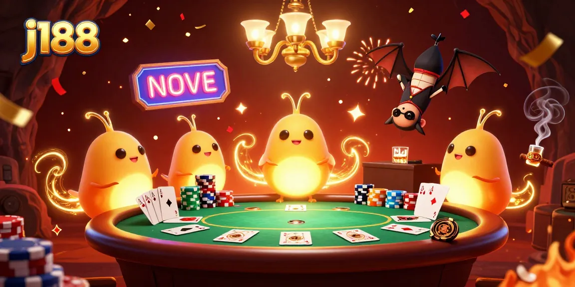 Experience the thrilling j188 casino ambiance with glowing characters and interactive gaming elements.