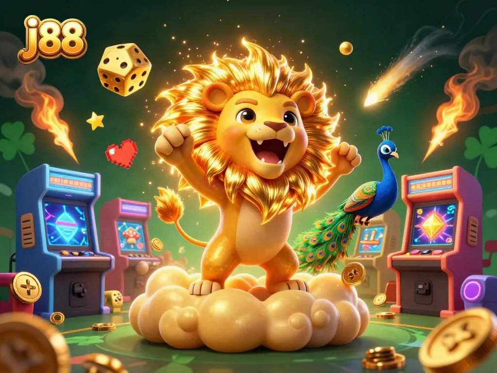 Experience j88's thrilling casino atmosphere with vibrant 3D characters and dynamic gaming elements.
