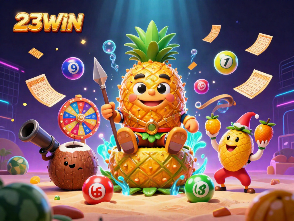 Experience exciting gaming at 23WIN with thrilling lottery balls, jackpots, and vibrant casino elements.