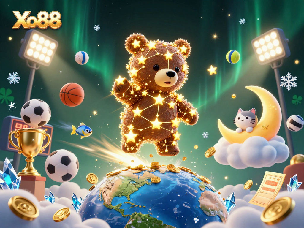 Xo88 players scoop up gold coins in an exciting sports betting atmosphere with rich casino game elements.