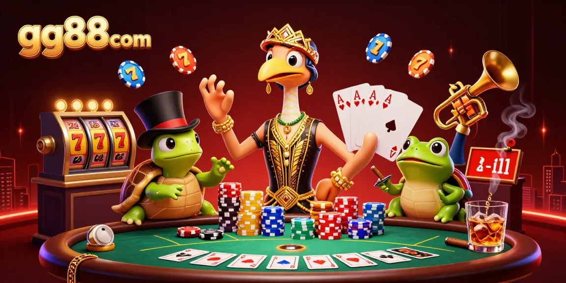 Engage in dynamic gaming action at gg88com with iconic casino characters and vibrant game elements.