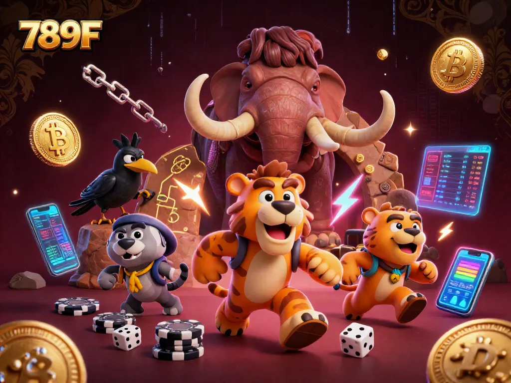 Play to win at 789F in a prehistoric casino with vibrant characters and exciting gaming elements.