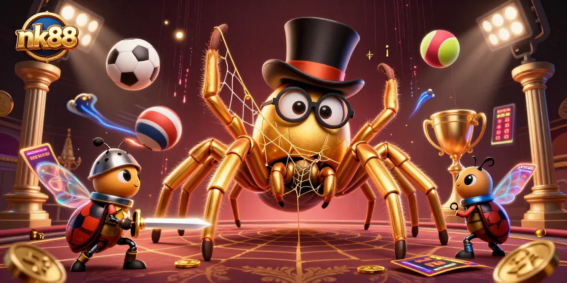 Experience thrilling gaming with nk88 as a golden tarantula and beetle knight unveil casino action.