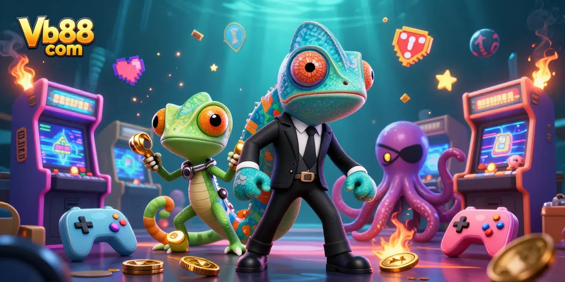 Engage with thrilling Vb88 com casino adventures through vibrant 3D illustration showcasing action-packed gaming.