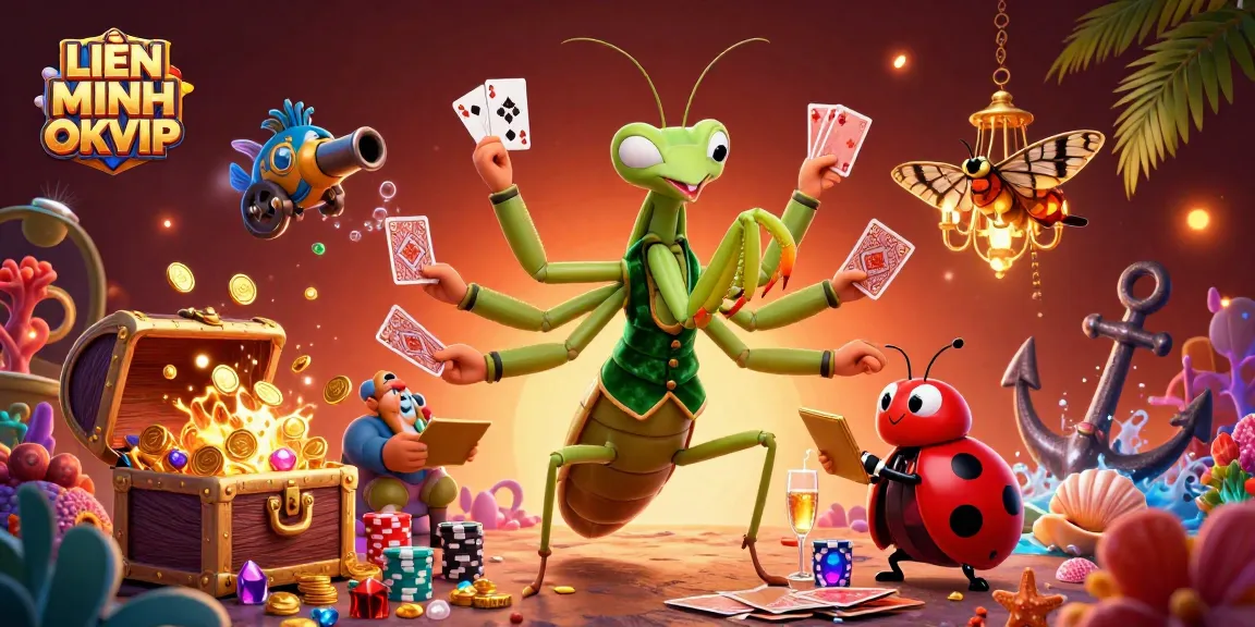 Engage in thrilling gameplay with LIÊN MINH OKVIP featuring vibrant casino elements and characters.