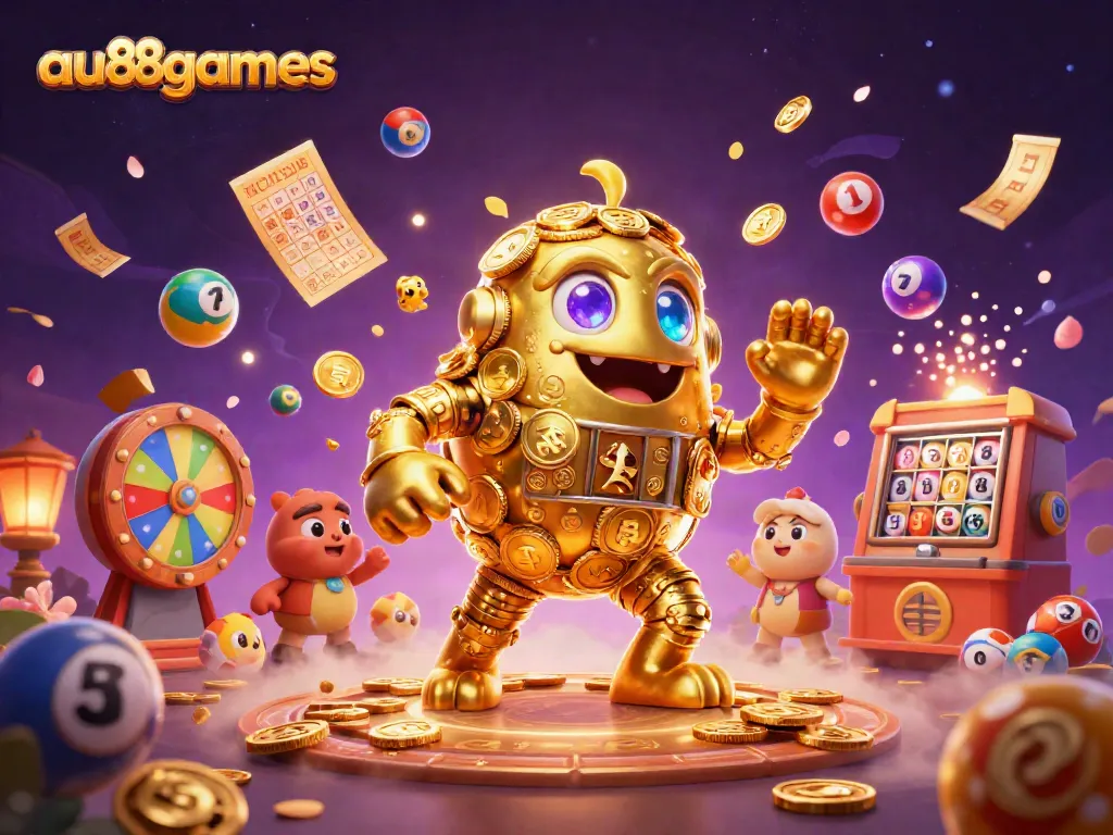 Play thrilling games at au88games with an ancient golden golem and lively lottery elements.