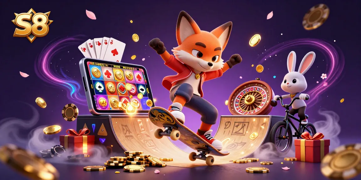 S8 showcases thrilling gambling excitement with fox and rabbit in a dynamic casino scene.
