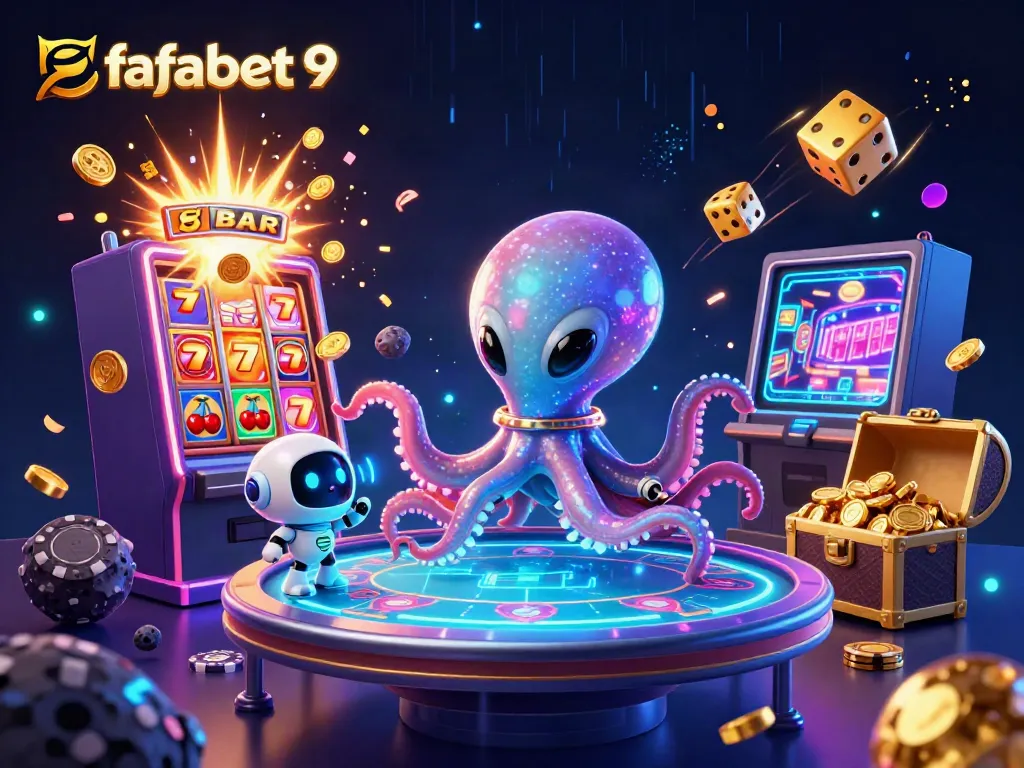 Experience thrilling gameplay at fafabet 9 with a vibrant illustration of a colorful alien casino scene.
