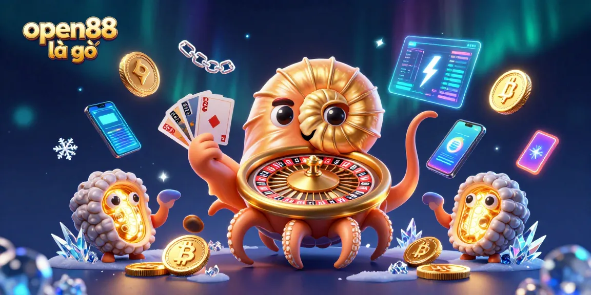 Engage with the vibrant world of open88 là gì through a dynamic 3D casino illustration showcasing its thrilling elements.