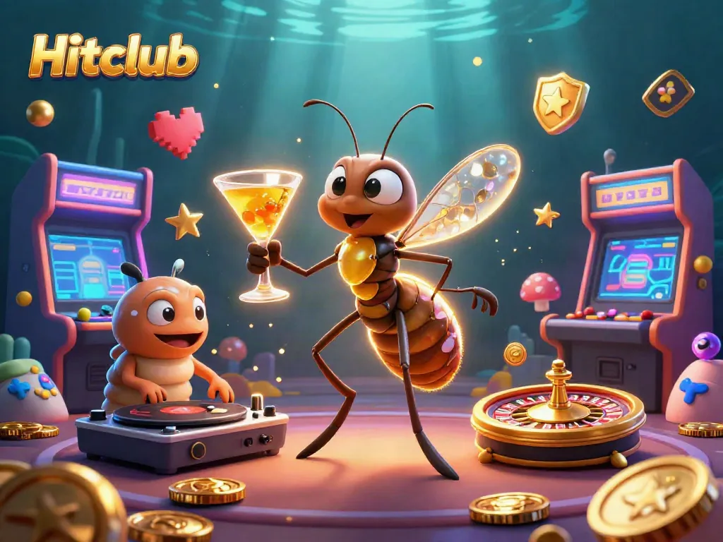 Engage in vibrant gameplay at Hitclub with golden casino elements and retro arcade charm.