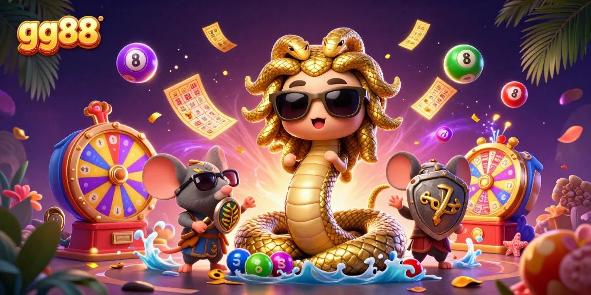 Win big with GG88 in this vibrant 3D casino scene featuring dynamic lottery elements!