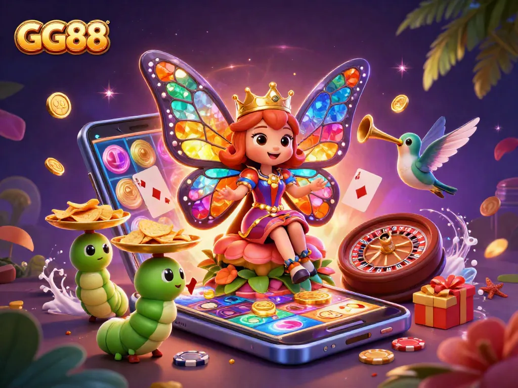 Engage with GG88's thrilling casino experience through vibrant gaming elements and enchanting characters.