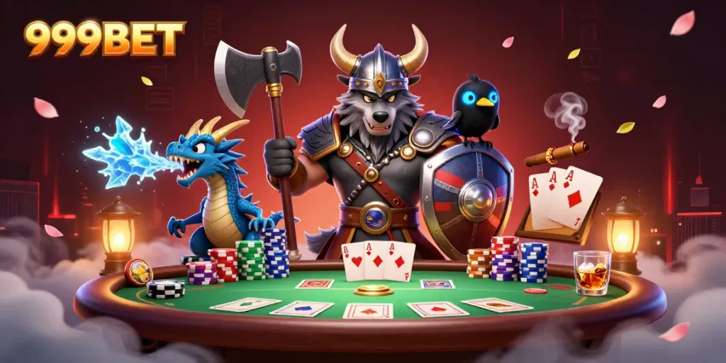 Experience epic gaming at 999BET with a dynamic showdown of Viking myths and poker tactics.