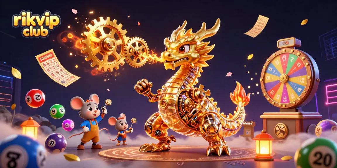 Watch the rikvip club golden dragon breathe gears and cogs amid exciting lottery elements.