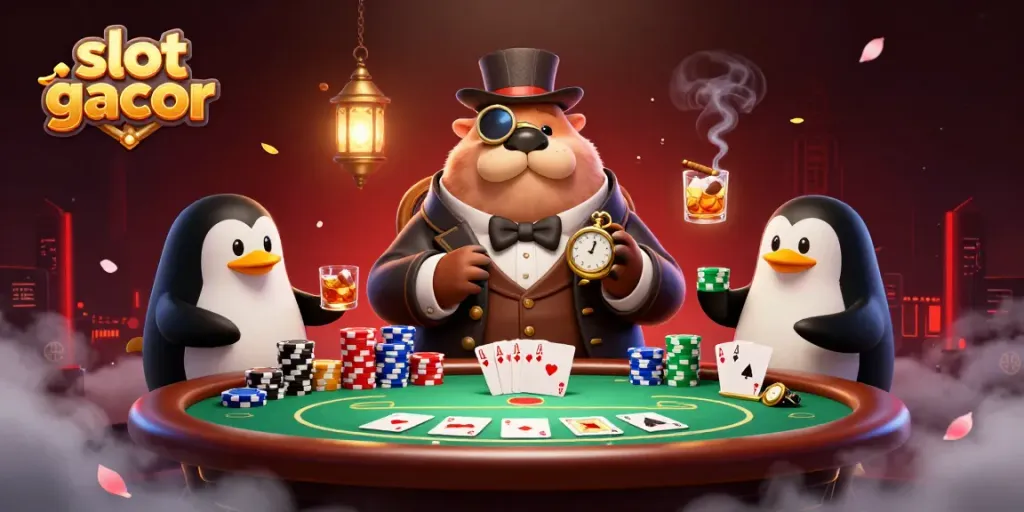 Experience the thrill of slot gacor action with whimsical underwater casino characters in a vibrant atmosphere.