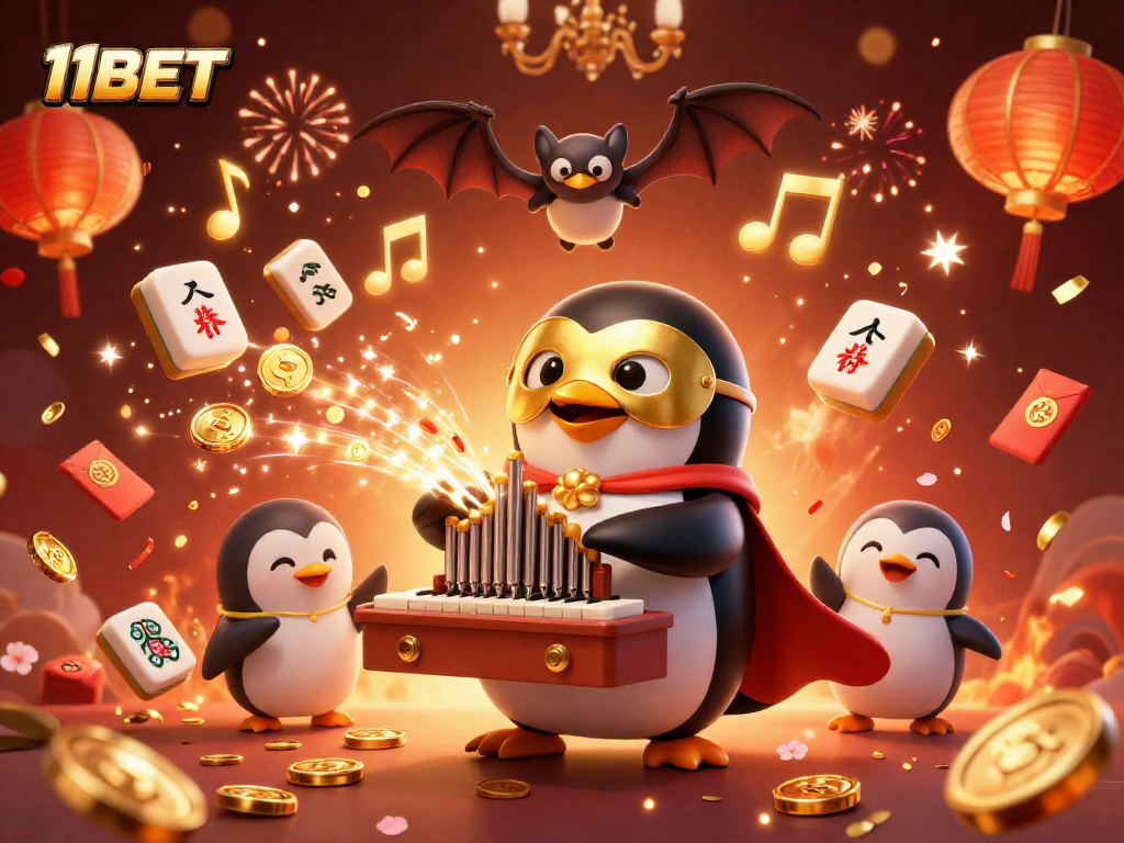 Experience the thrilling world of 11BET with an energetic casino scene featuring golden coins and festive elements.