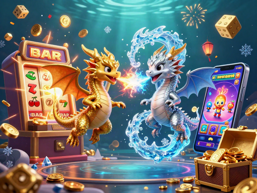 Engage in exciting gaming adventures with five88at's vibrant slot machine and dragons.