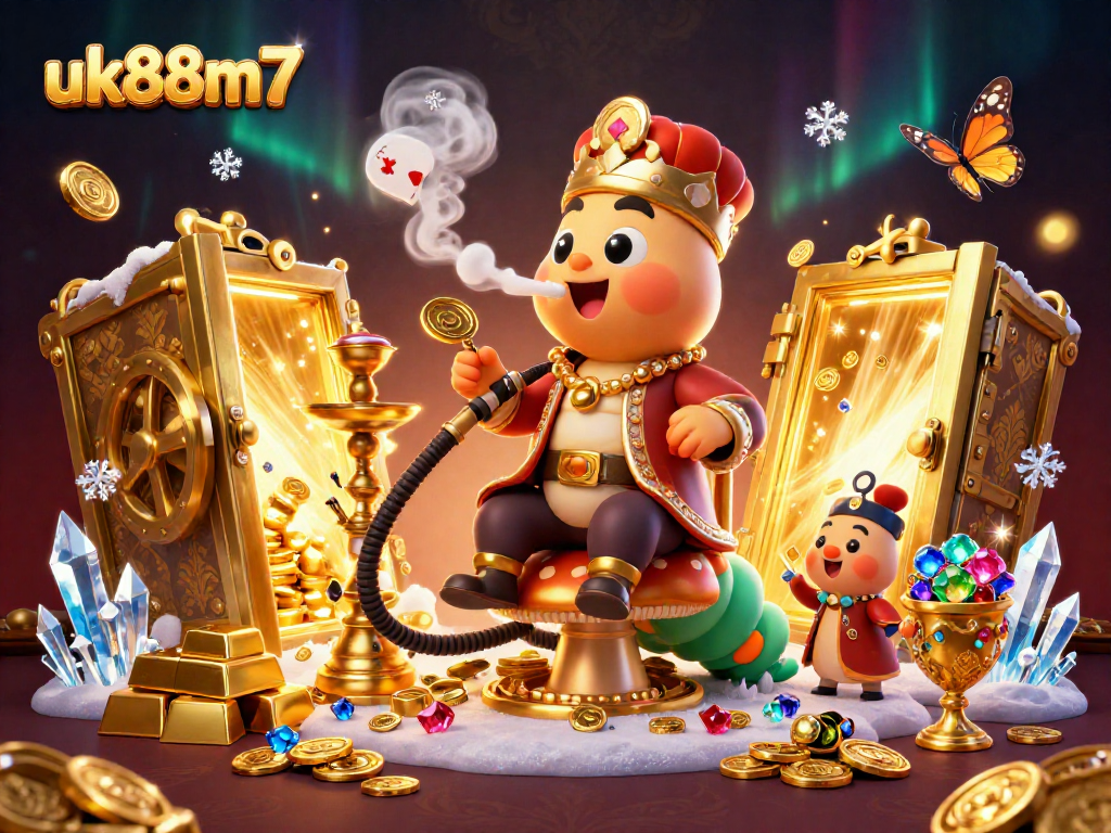 uk88m7 showcases thrilling gambling excitement with the caterpillar hookah-master illustration.