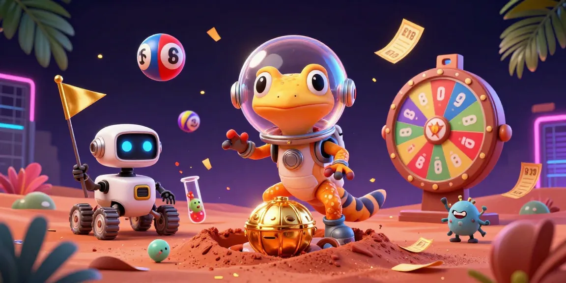 Hitclub showcases a vibrant alien casino scene with a Martian gecko exploring riches and games.