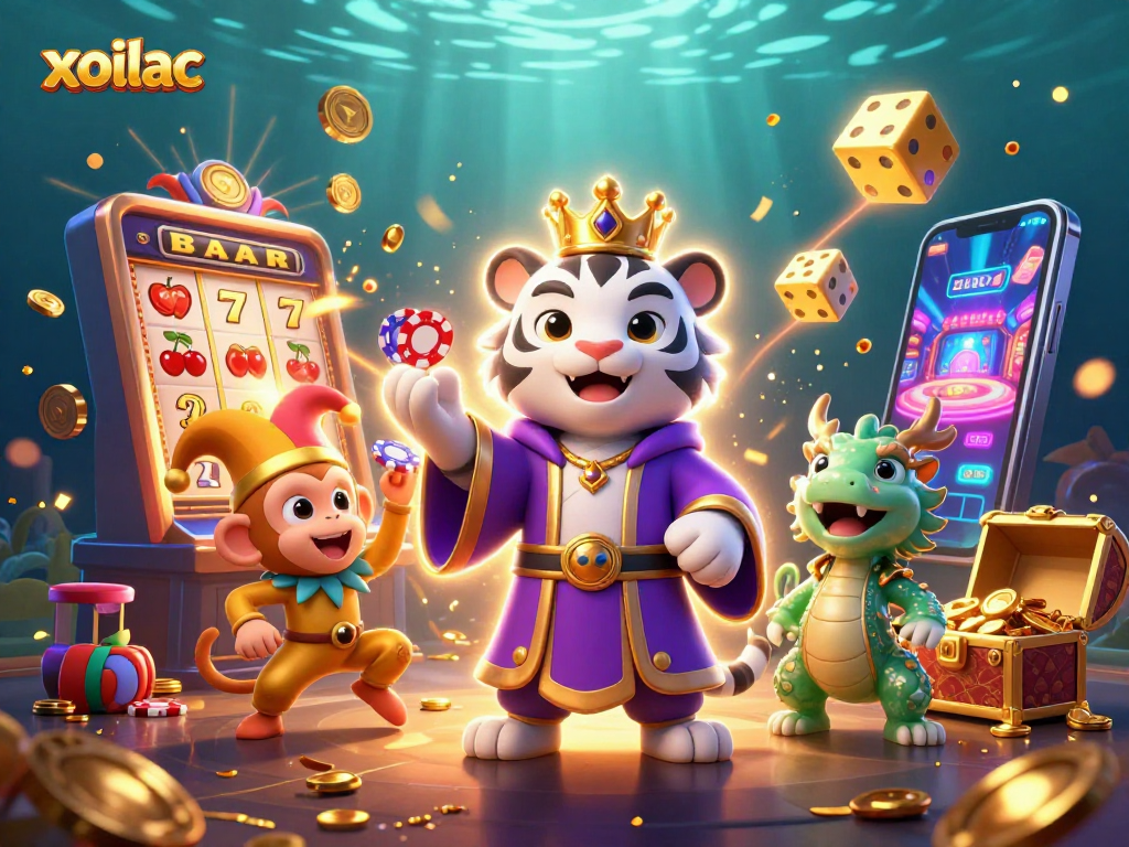 Experience thrilling gaming action on xoilac with lively characters and vibrant casino elements.