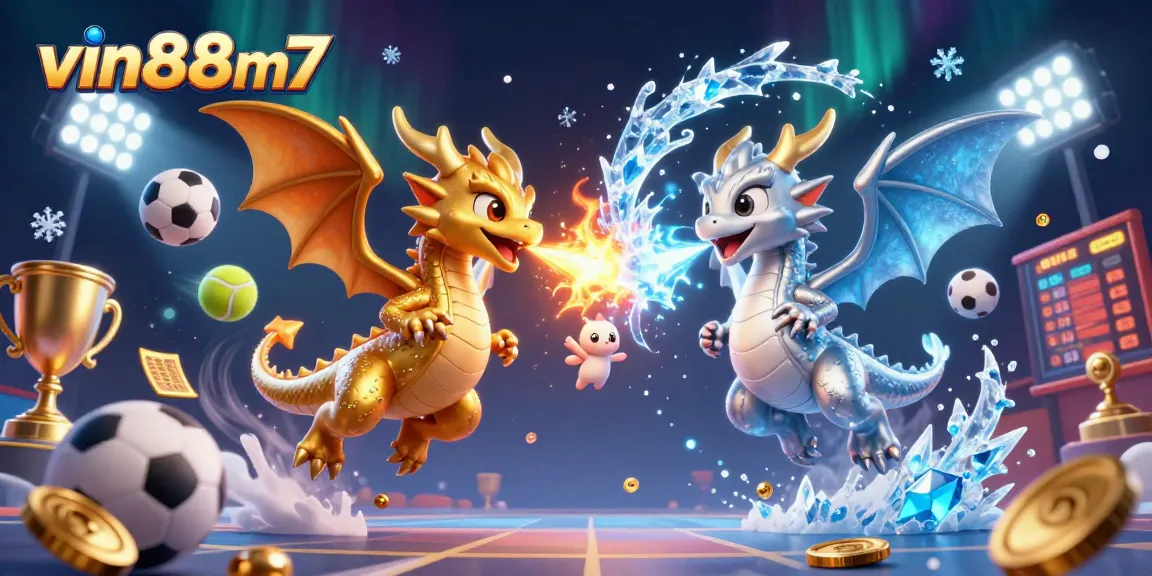Experience the thrill of vin88m7 with dynamic dragons and vibrant casino elements in a mesmerizing scene.