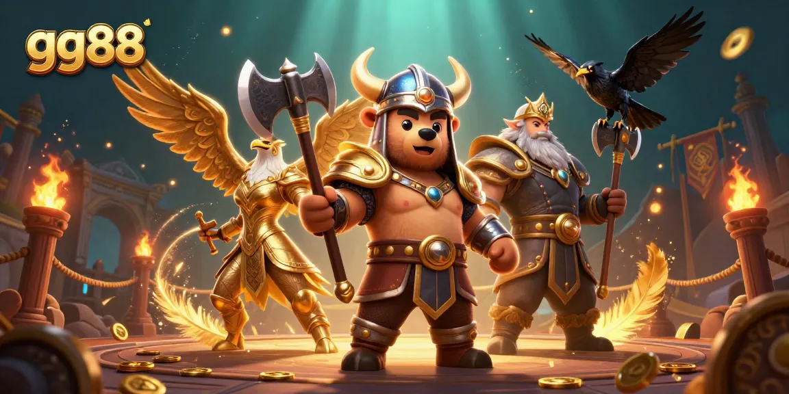 Engage in thrilling adventures at gg88, featuring Viking characters, golden coins, and live action portrayal.