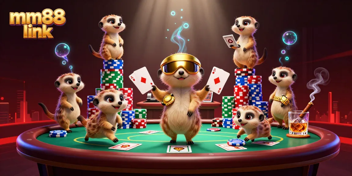 Experience the excitement of mm88 link with meerkats running a vibrant casino operation full of poker fun.
