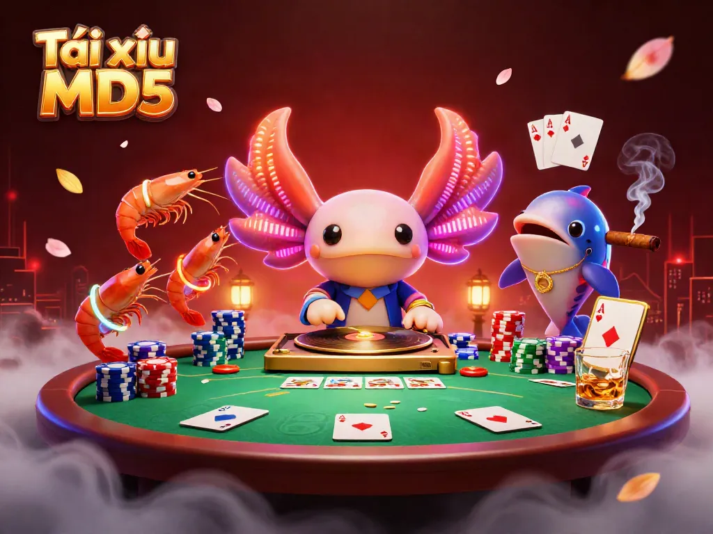 Tài xỉu MD5 highlights a colorful underwater DJ scene with vibrant gaming elements from a casino