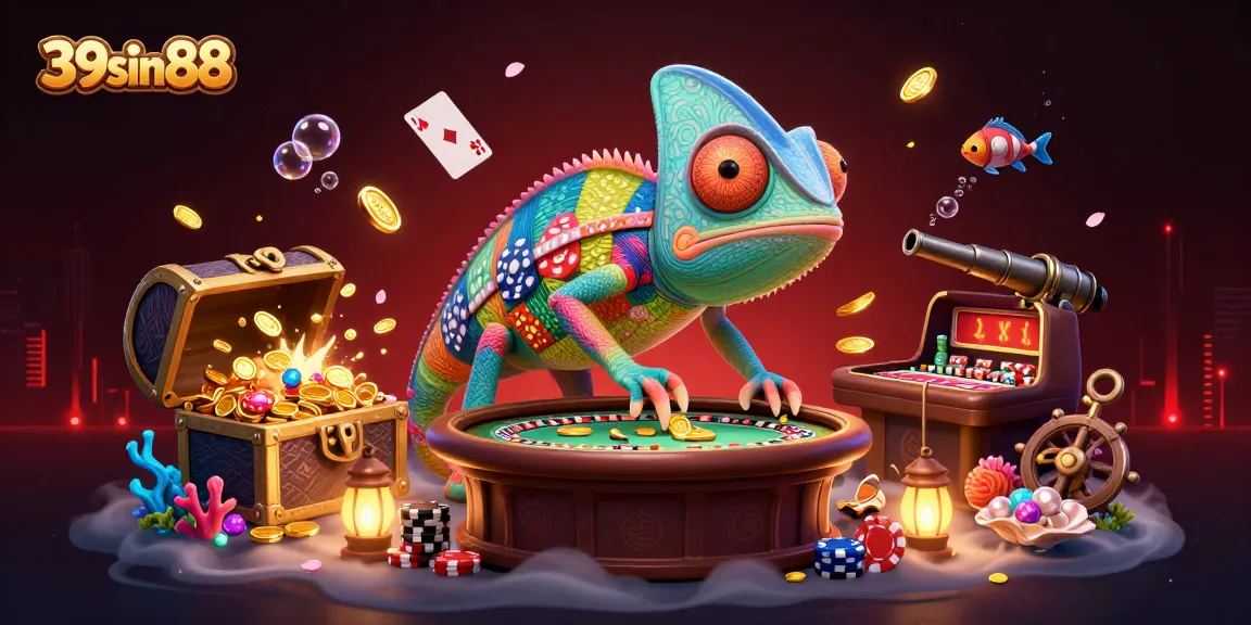 Experience thrilling moments at 39sin88 as vibrant chameleon casino owner oversees games